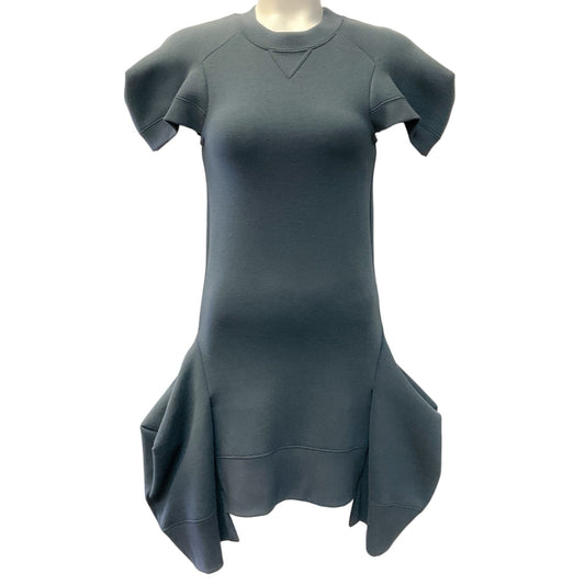 Sacai Grey Cap Sleeve Sweatshirt Dress with Flounce Hem
