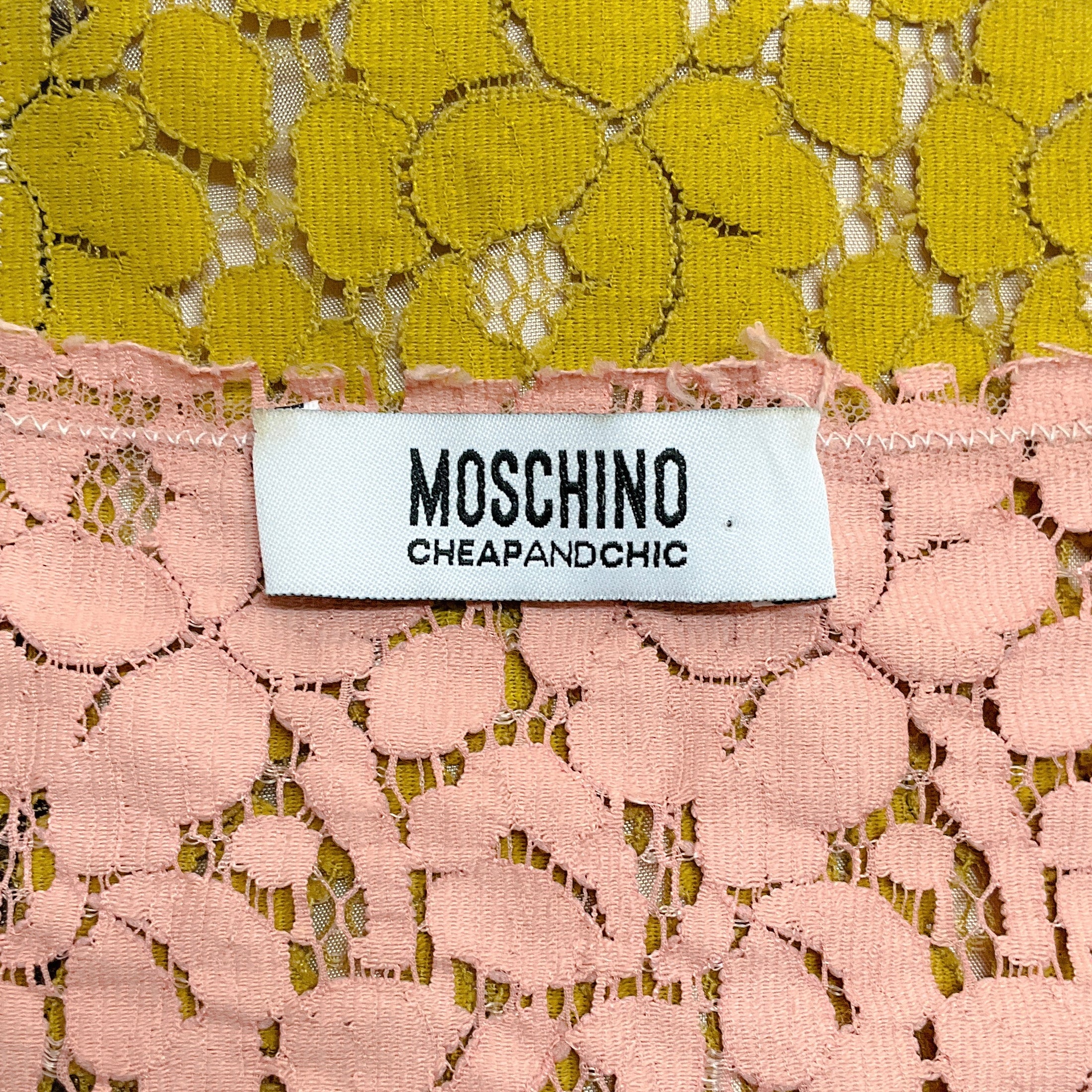 Moschino Cheap And Chic Pink / Taupe Lace Sleeveless Dress