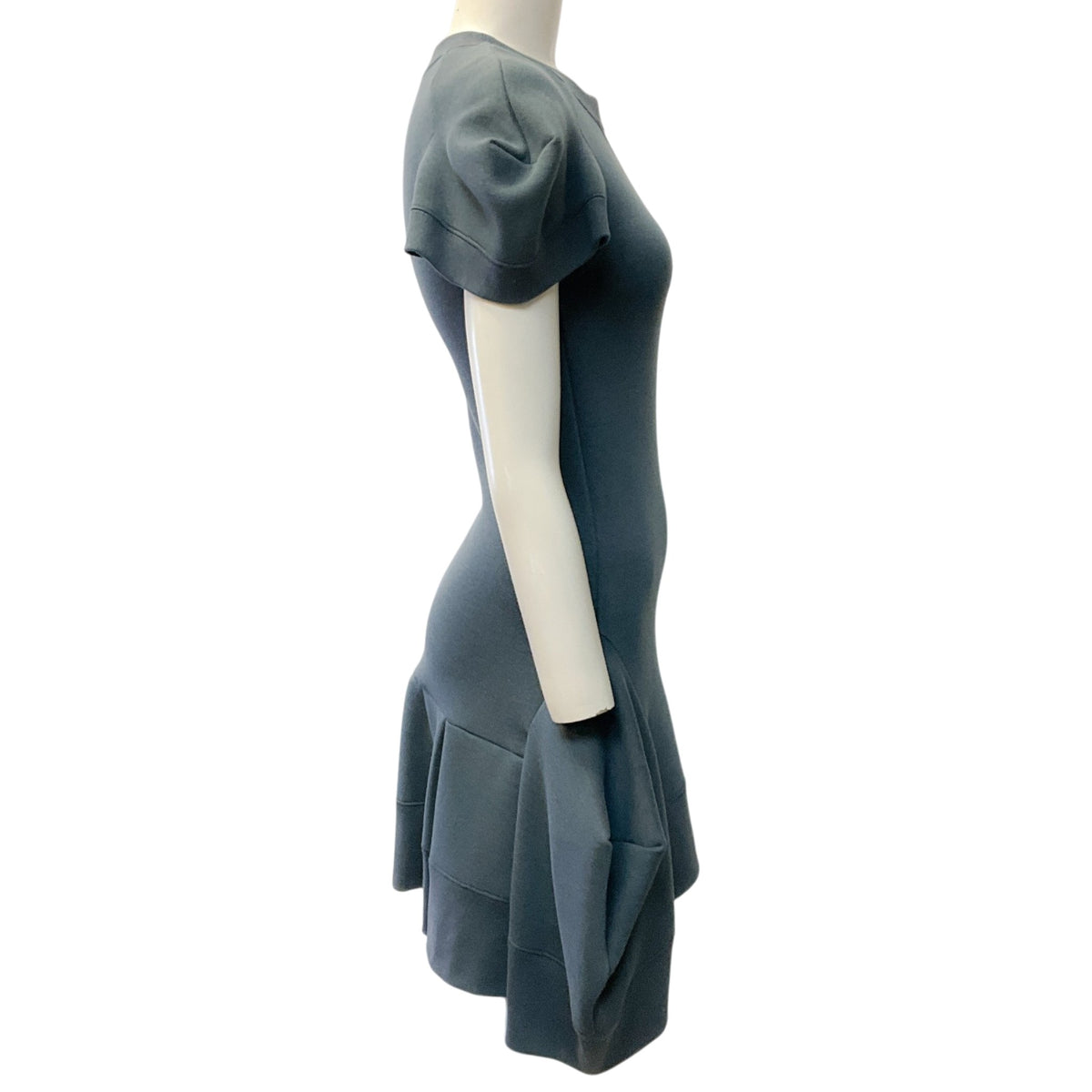 Sacai Grey Cap Sleeve Sweatshirt Dress with Flounce Hem