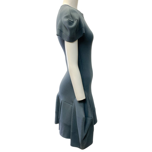 Sacai Grey Cap Sleeve Sweatshirt Dress with Flounce Hem