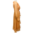 Load image into Gallery viewer, Zimmermann Caramel / Gold Sheer Dolman Sleeve Lurex Wrap Midi Dress
