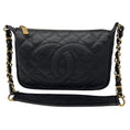 Load image into Gallery viewer, Chanel Black / Gold Hardware CC Logo Quilted Caviar Leather Timeless Pochette Shoulder Bag
