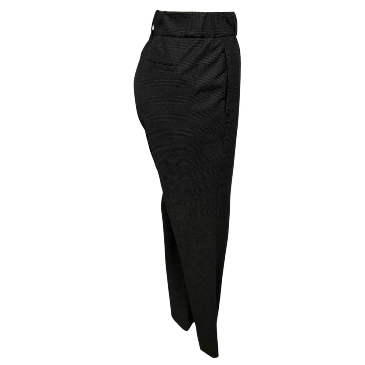 Brunello Cucinelli Charcoal Grey Plaid Wool Stretch Trousers