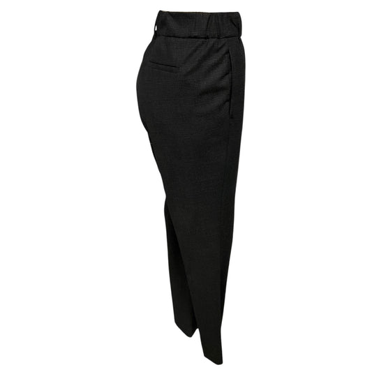 Brunello Cucinelli Charcoal Grey Plaid Wool Stretch Trousers