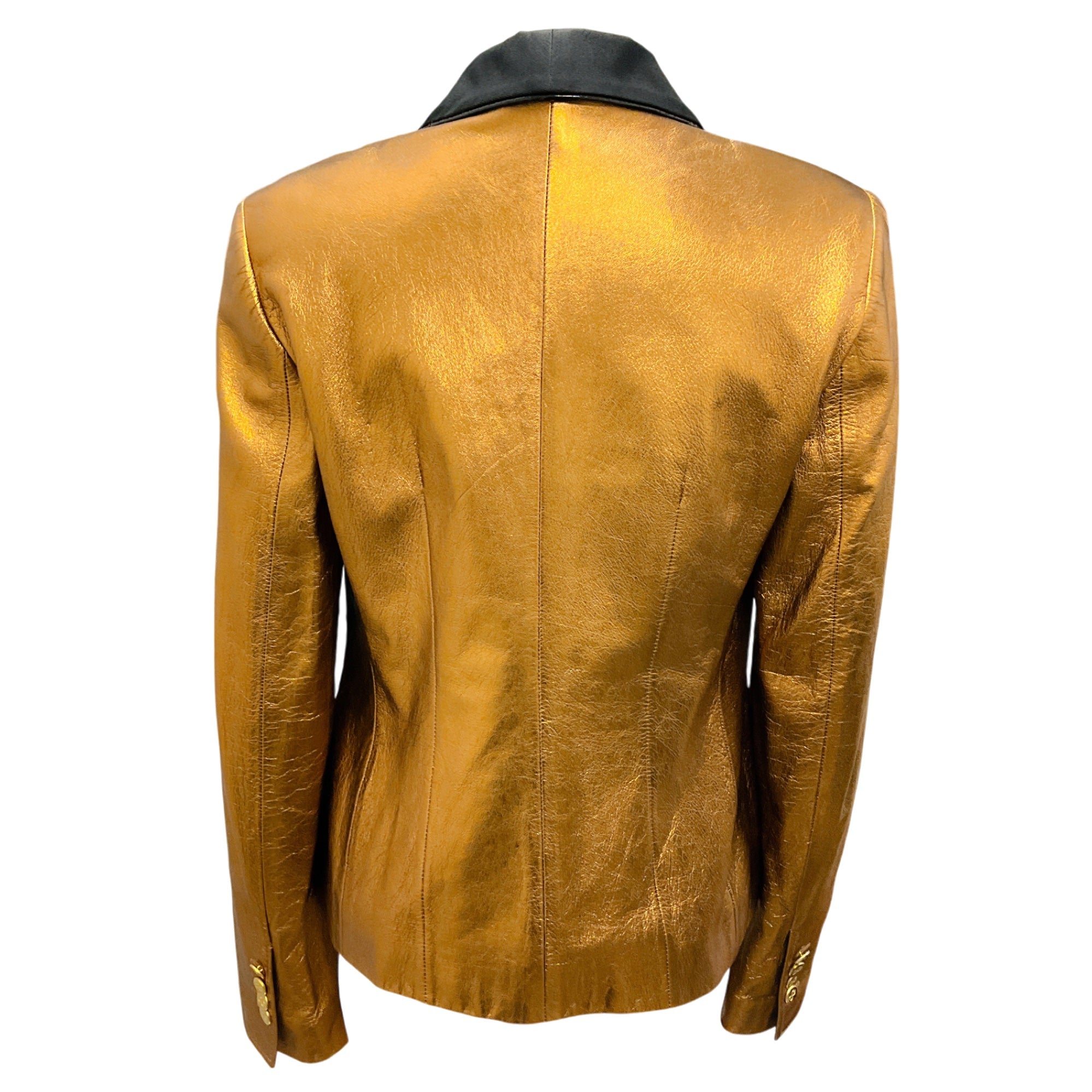 Dolce & Gabbana Bronze Metallic Tuxedo Style Leather Blazer