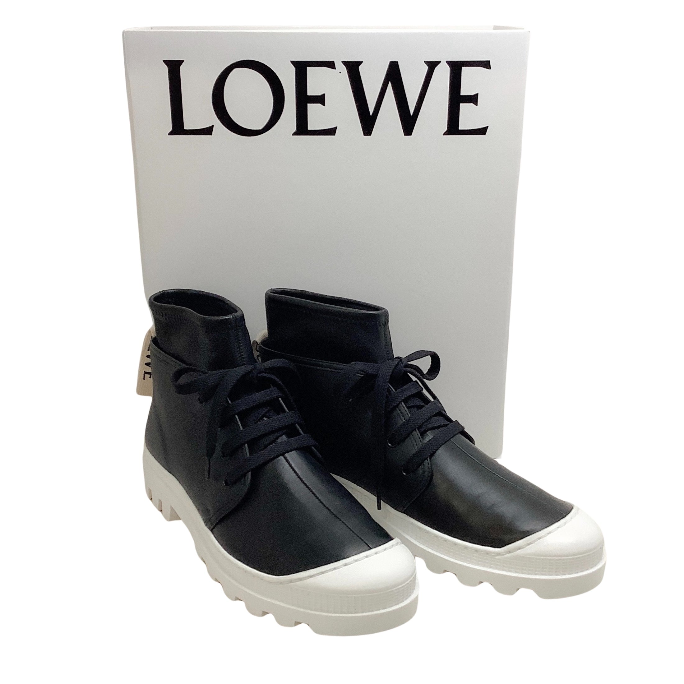 Loewe Black Leather Combat Sneaker Booties