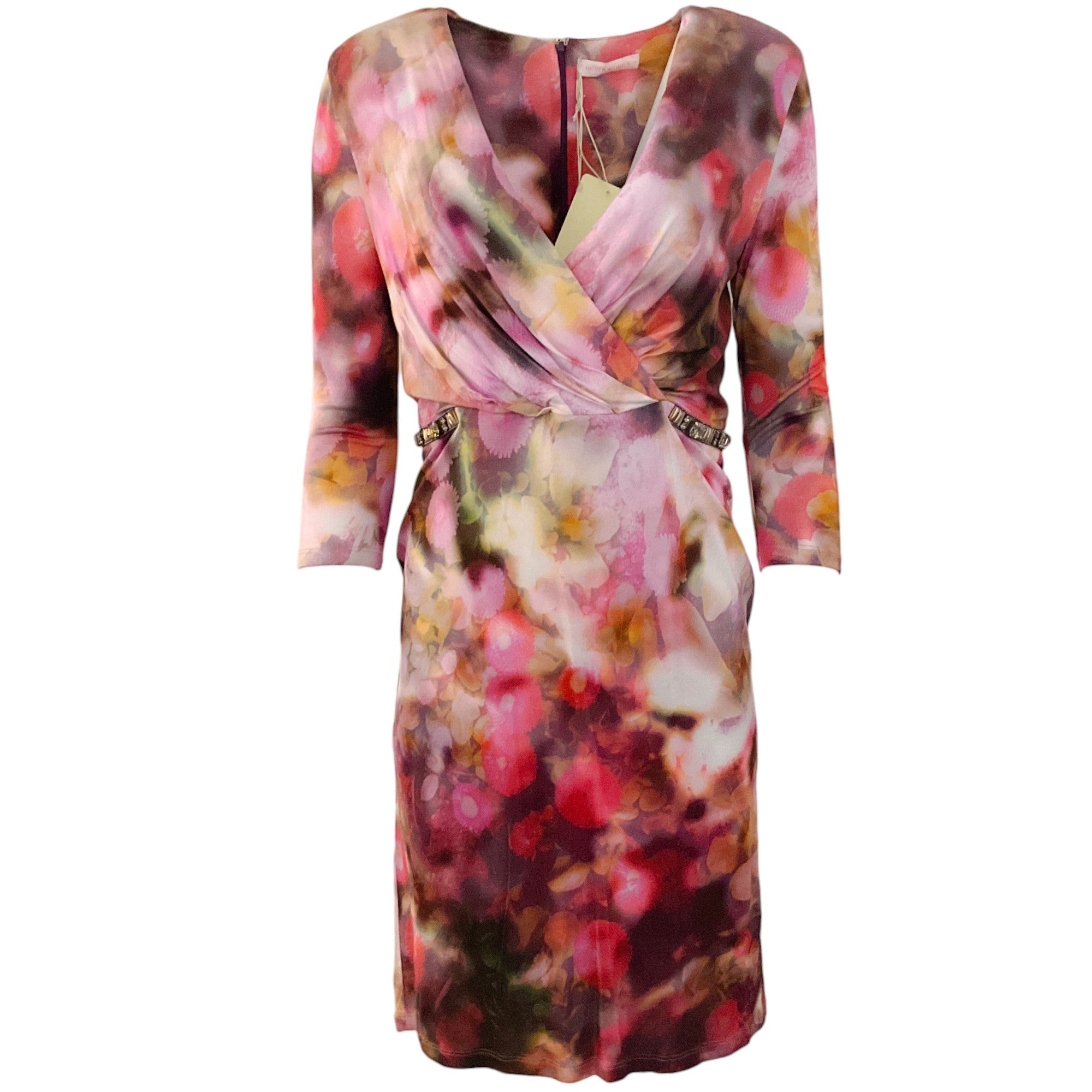 Matthew Williamson Magenta Multi Watercolor Floral Dress