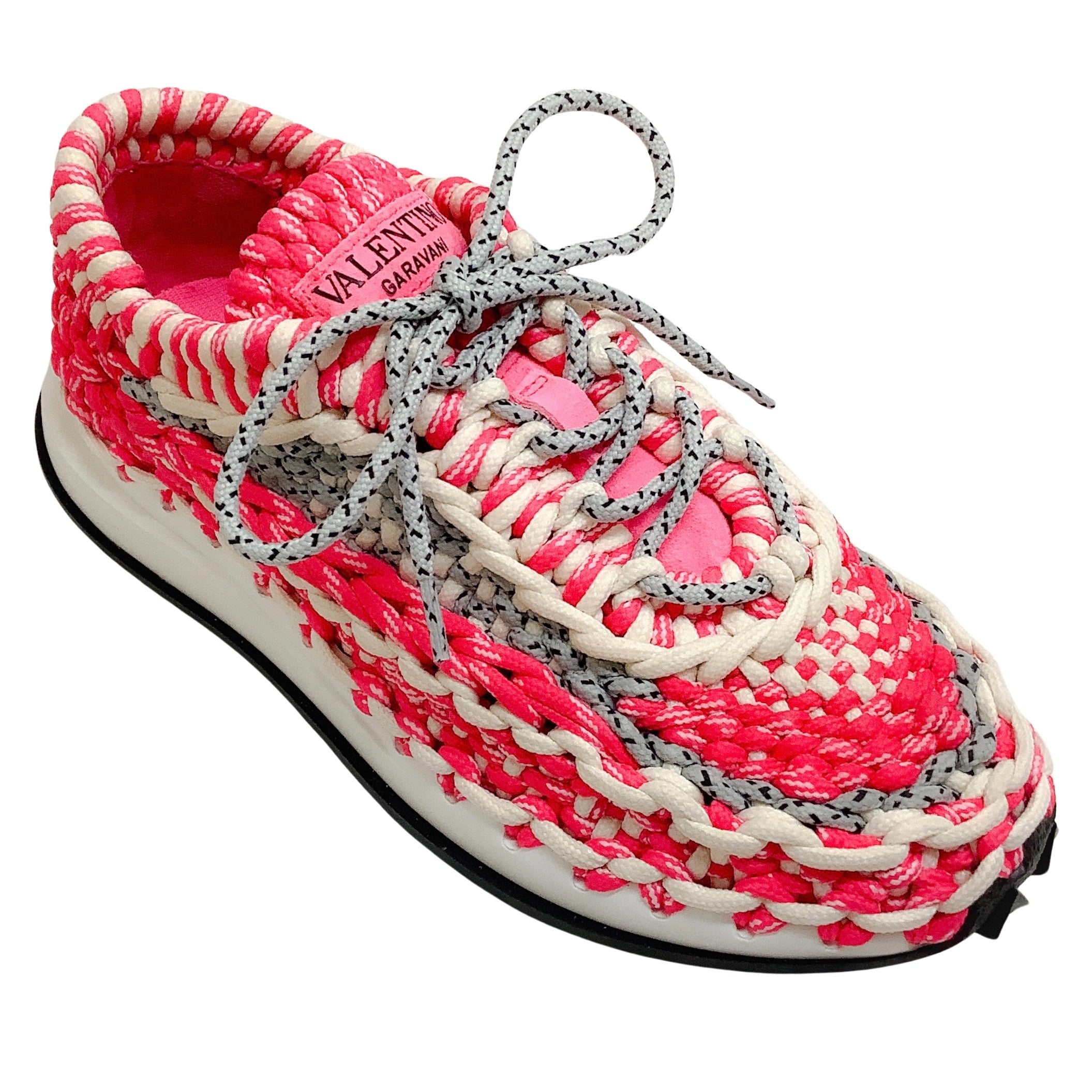 Valentino Pink White Macrame Sneakers