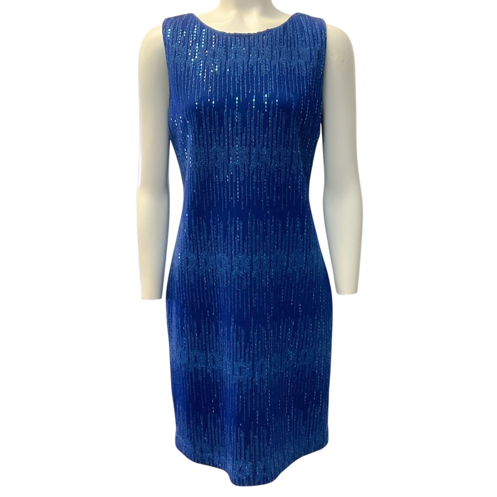 St. John Cobalt Blue Shimmer Knit Sleeveless Dress
