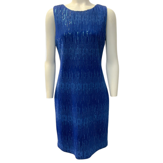 St. John Cobalt Blue Shimmer Knit Sleeveless Dress
