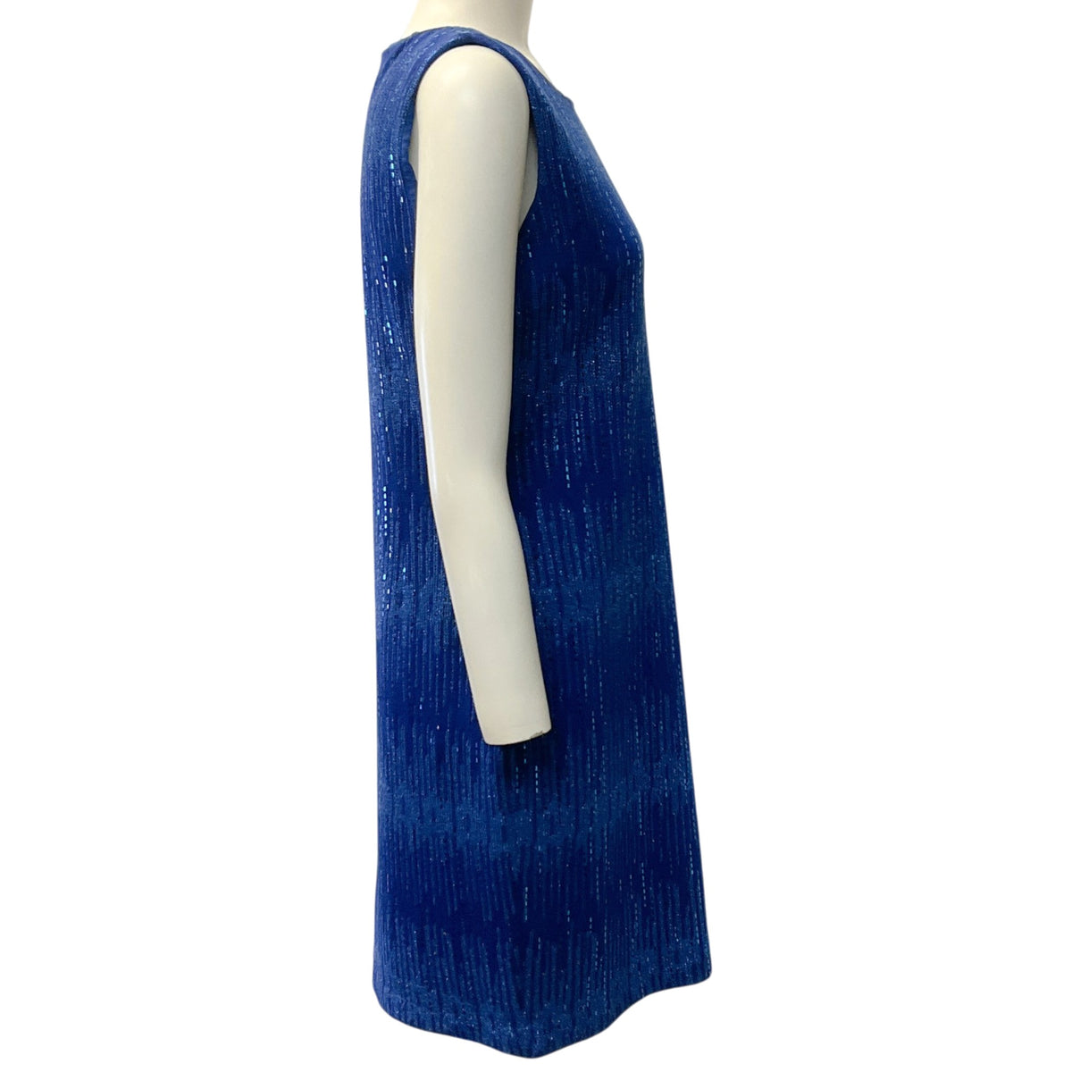 St. John Cobalt Blue Shimmer Knit Sleeveless Dress