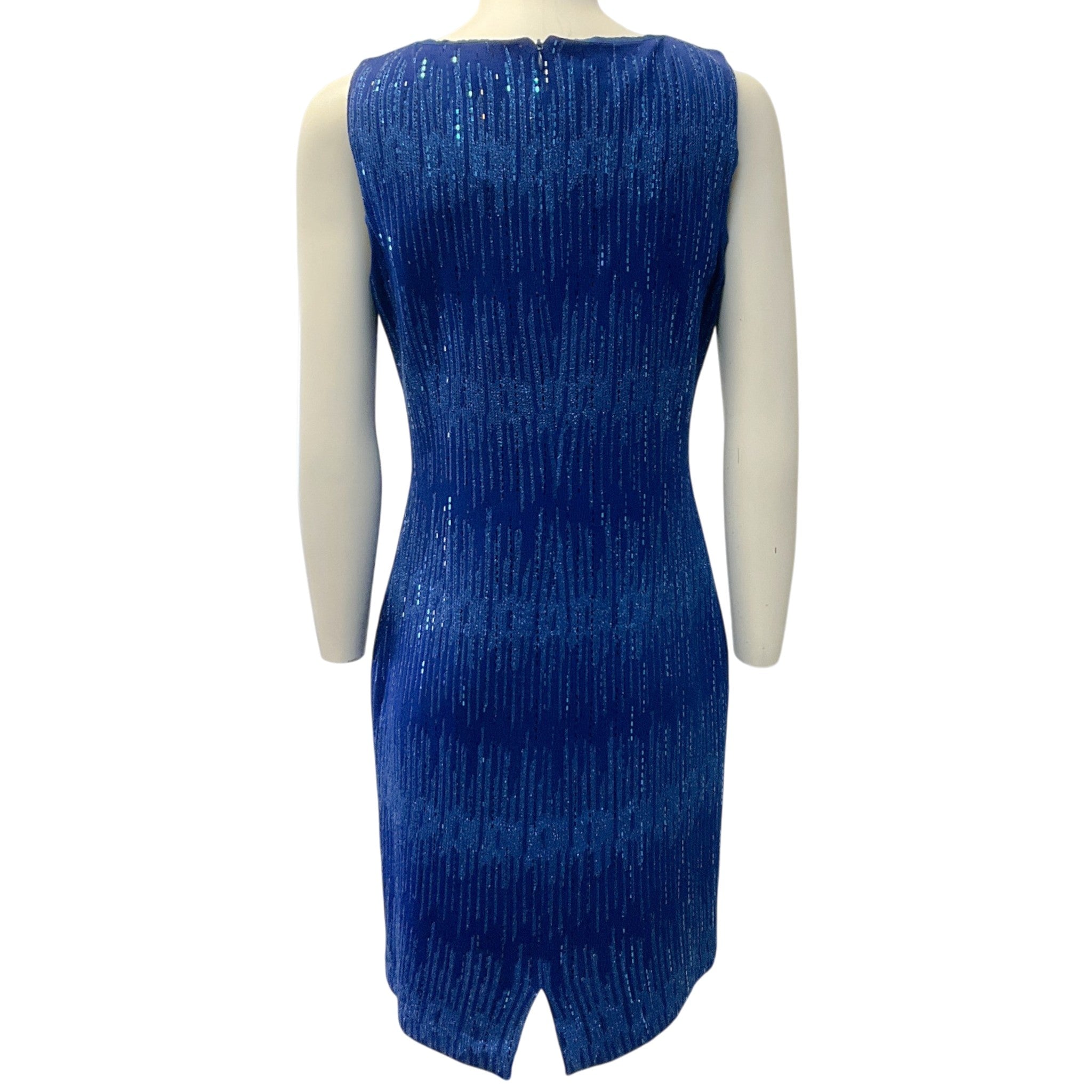 St. John Cobalt Blue Shimmer Knit Sleeveless Dress