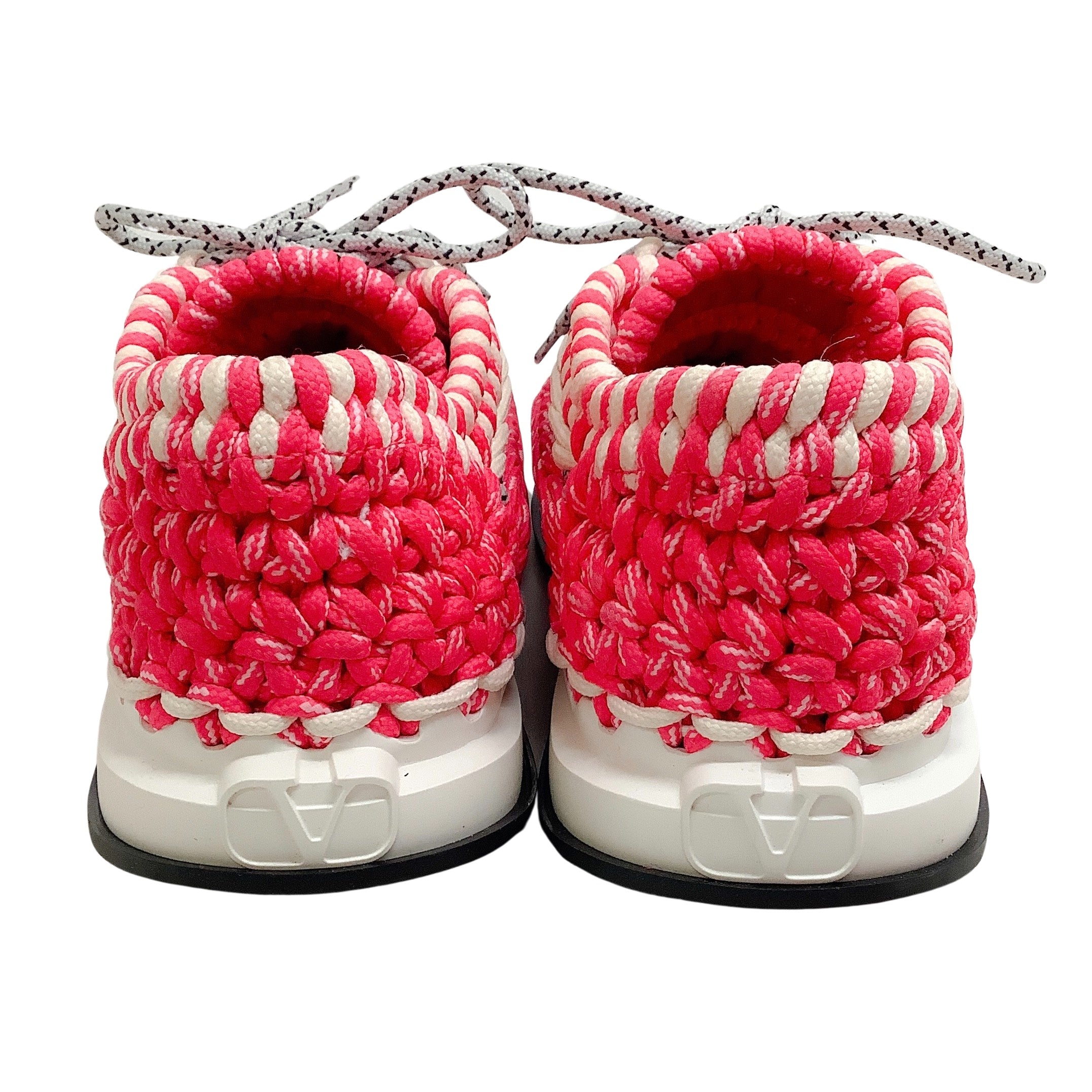 Valentino Pink / White Spiral Knot Macrame Sneakers