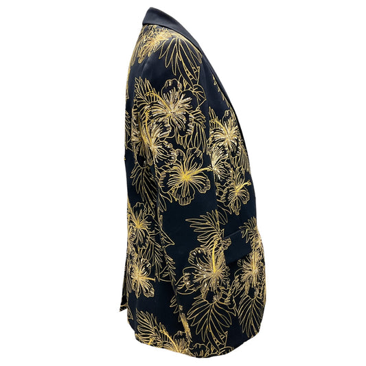 Stella McCartney Navy Blue / Gold Metallic Sequined and Embroidered Wool Blazer