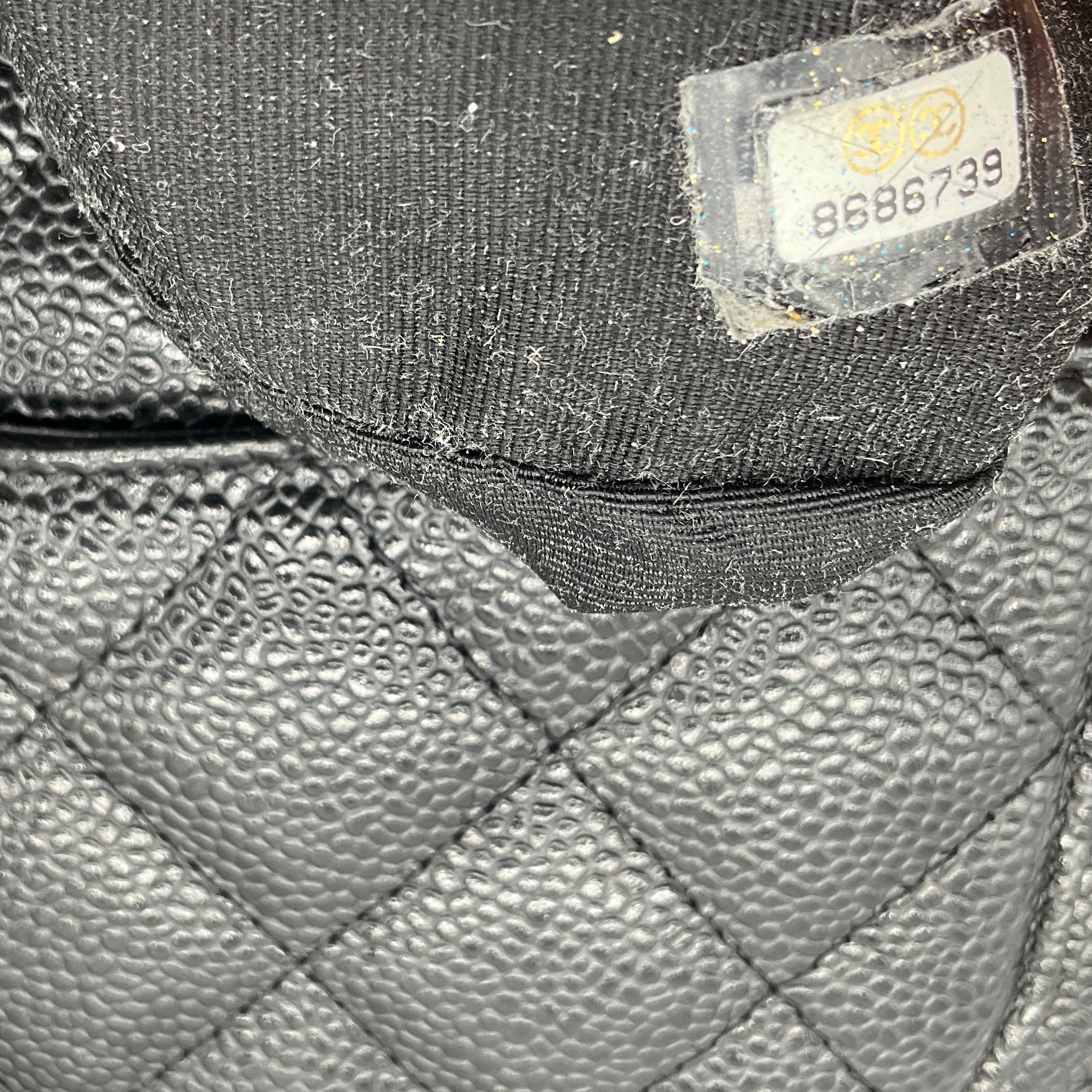 Chanel Black / Gold Hardware CC Logo Quilted Caviar Leather Timeless Pochette Shoulder Bag