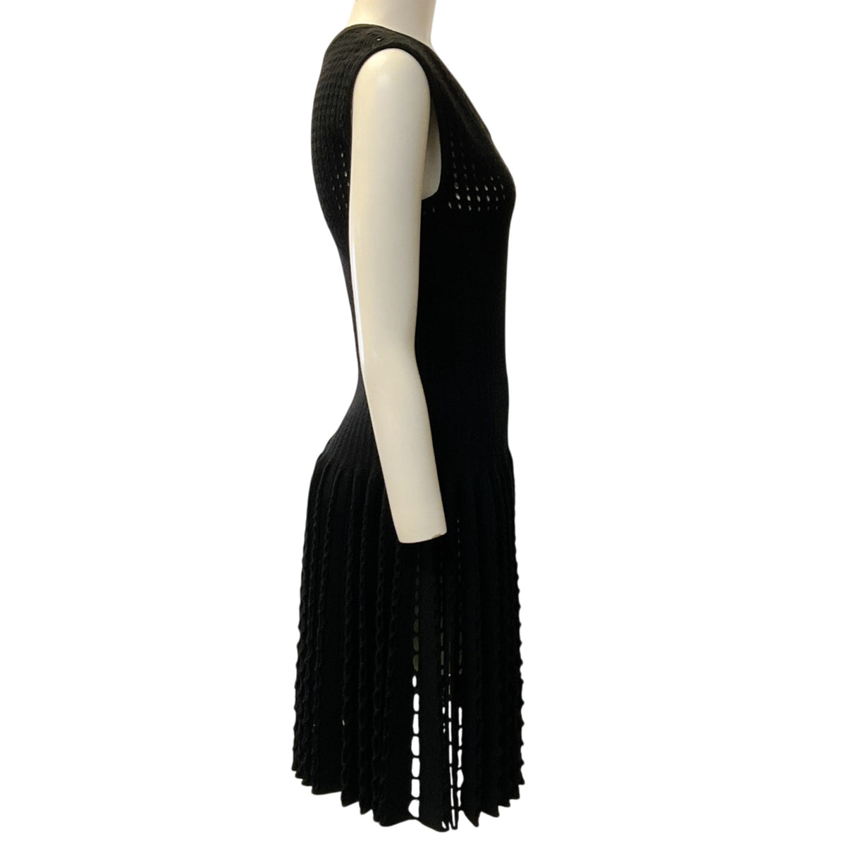 Alaia Black Knit Skater Sleeveless Dress with Cutouts