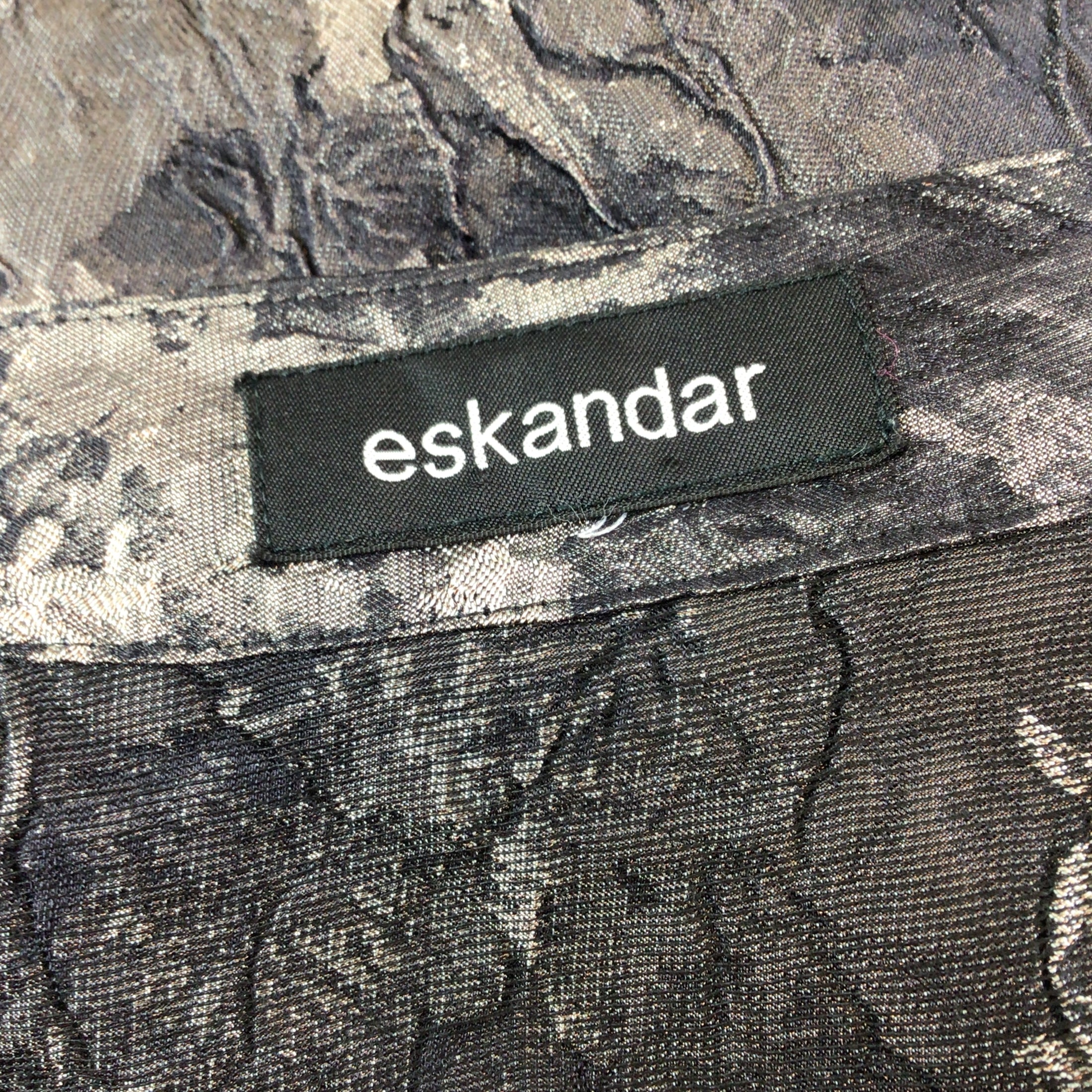 Eskandar Charcoal Grey Open Front Silk Jacquard Jacket