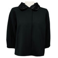 Load image into Gallery viewer, Andrew Gn Black Embellished Collar Button Front Crepe Jacket with Pleated Back
