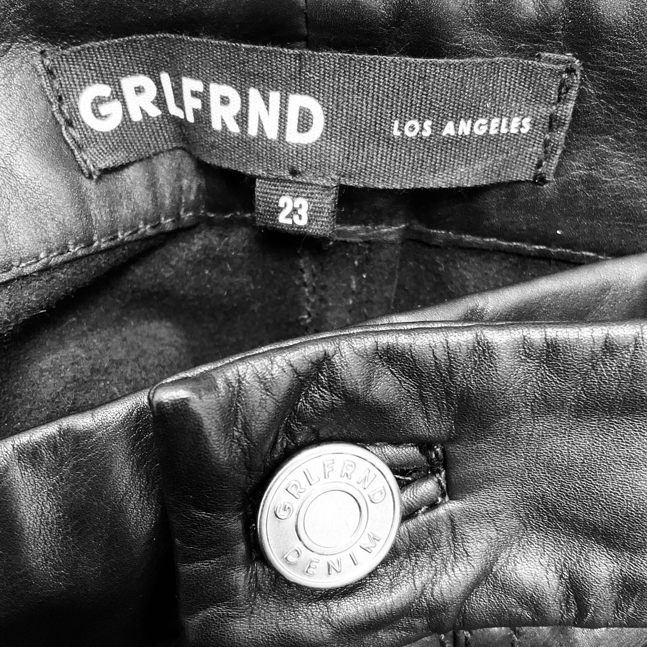 GRLFRND Black Leather Cargo Pants
