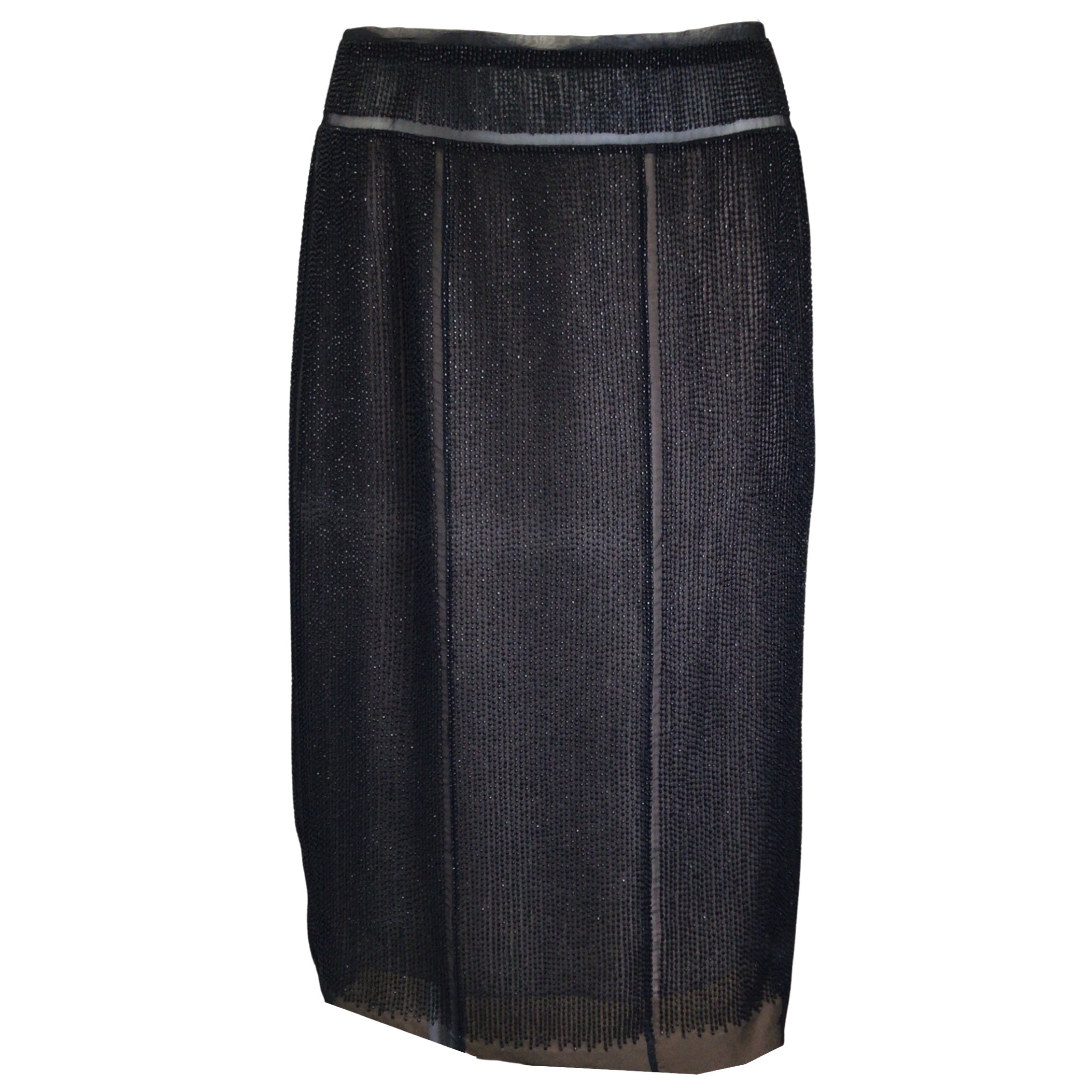 Marc Jacobs Black / Beige Beaded Sheer Paneled Skirt