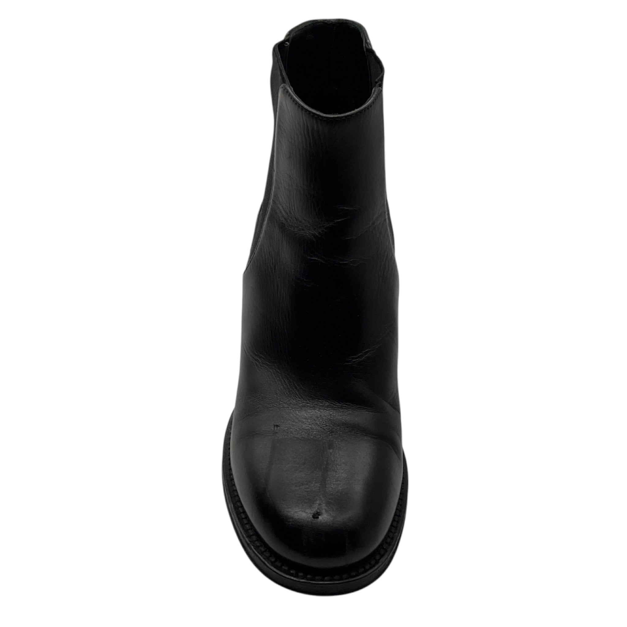 Chanel Black / Gold CC Logo Leather Ankle Boots