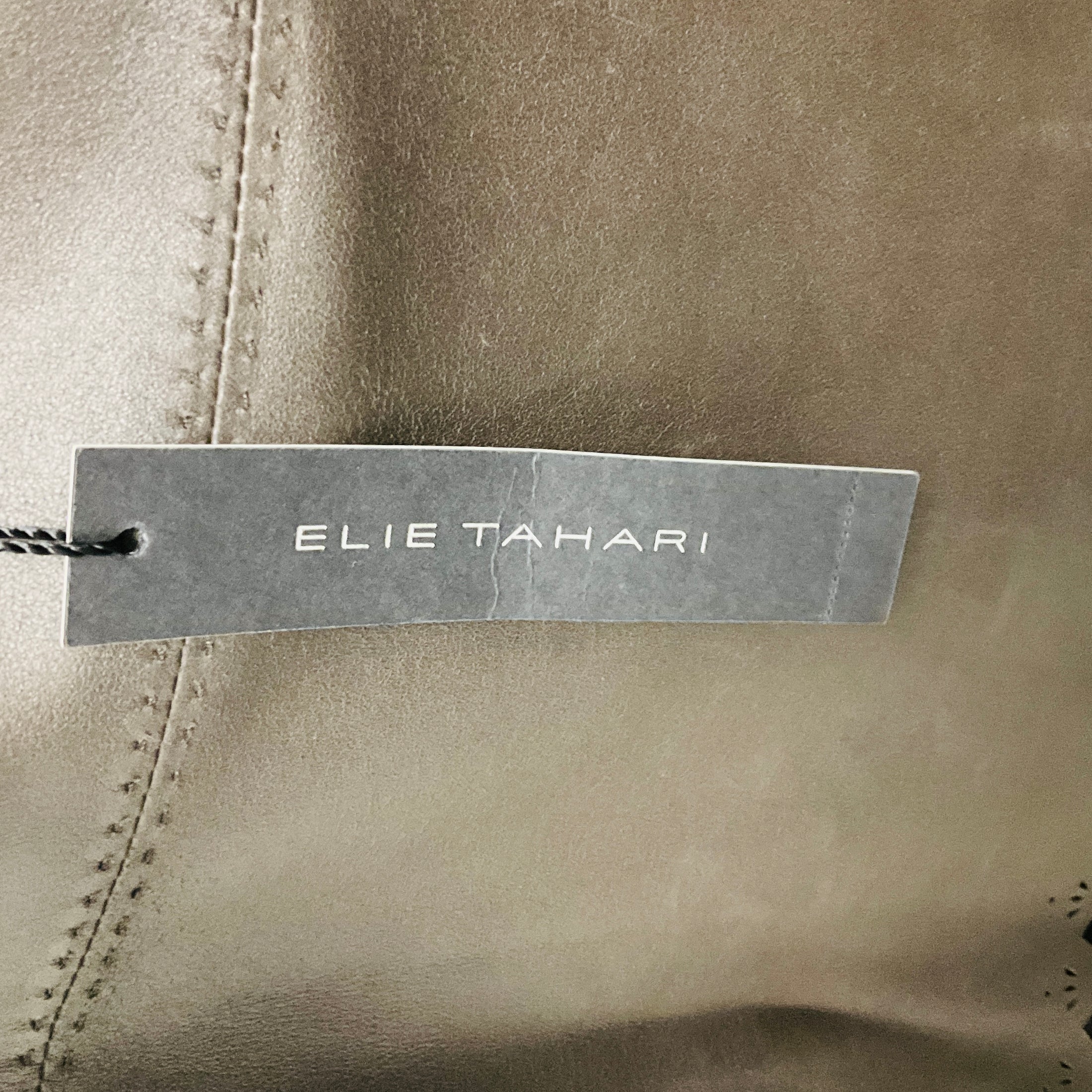 Elie Tahari Fudge Brown Iris Laser Cut Leather Skirt