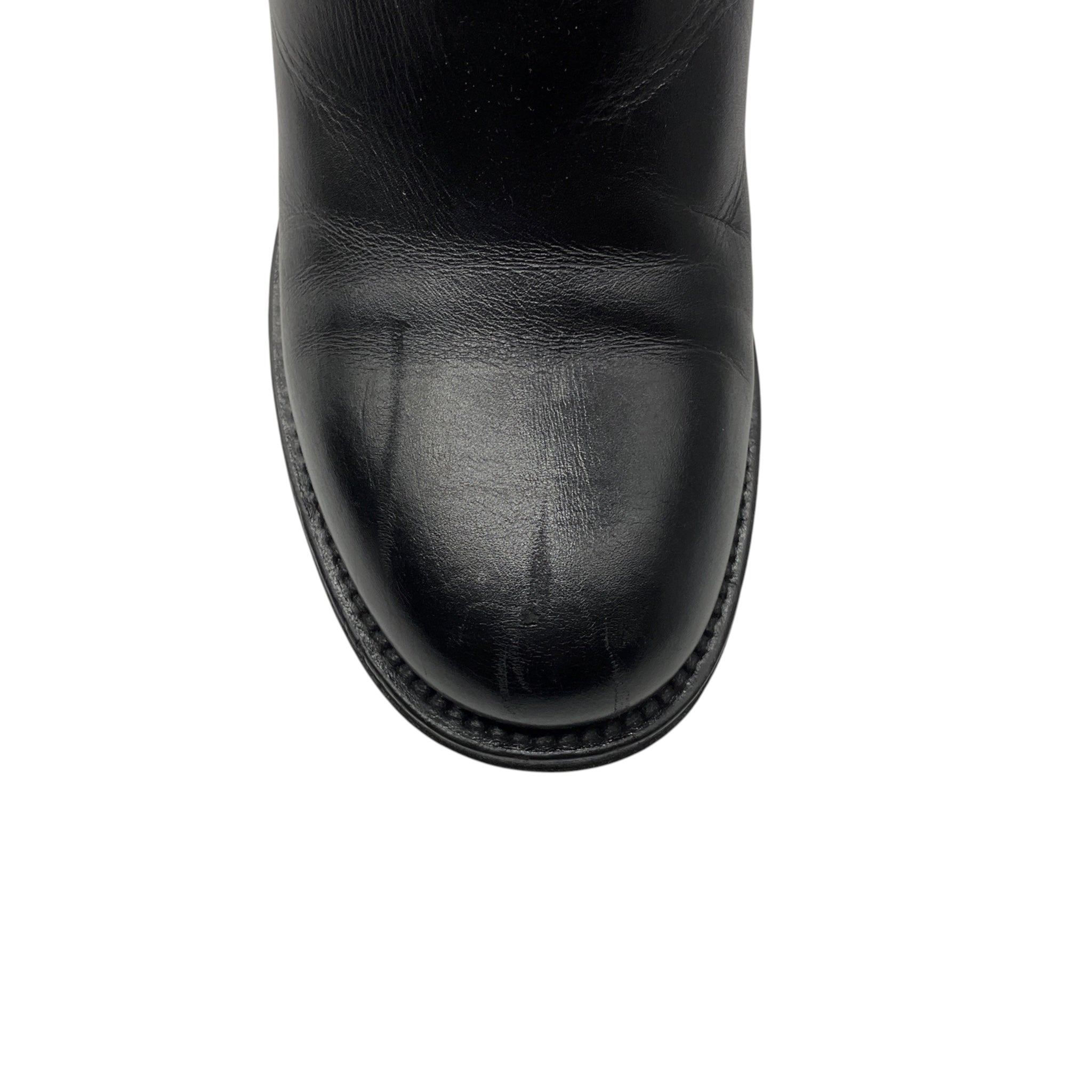 Chanel Black / Gold CC Logo Leather Ankle Boots