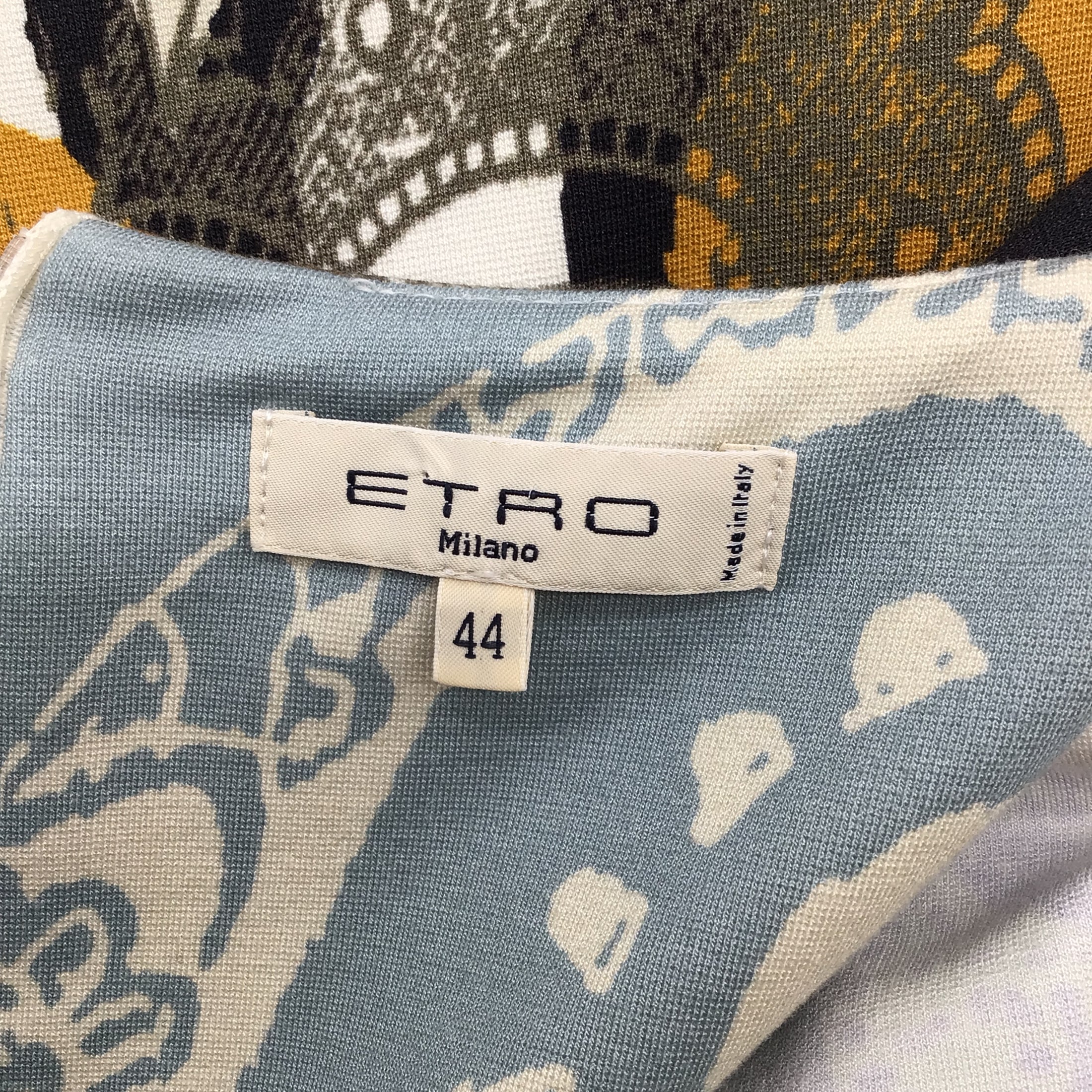 Etro Blue Multi Printed Short Sleeved Stretch Jersey Dress