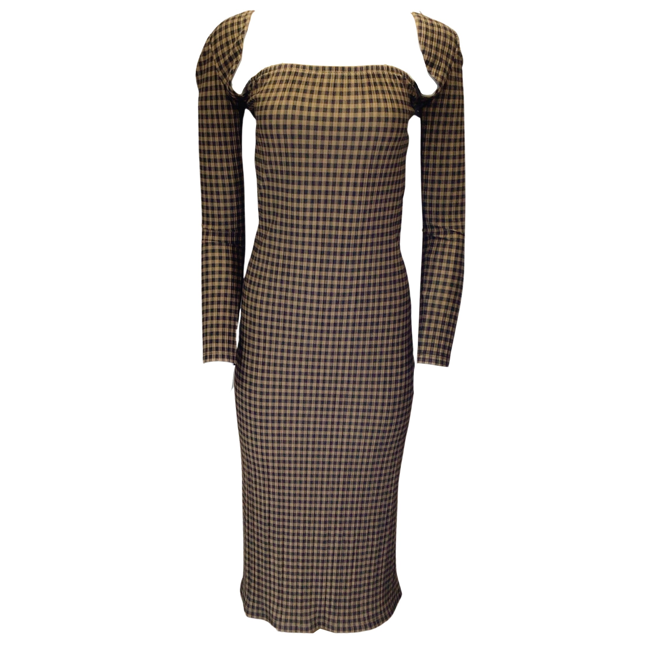 Rokh Brown / Black Gingham Checkered Midi Dress