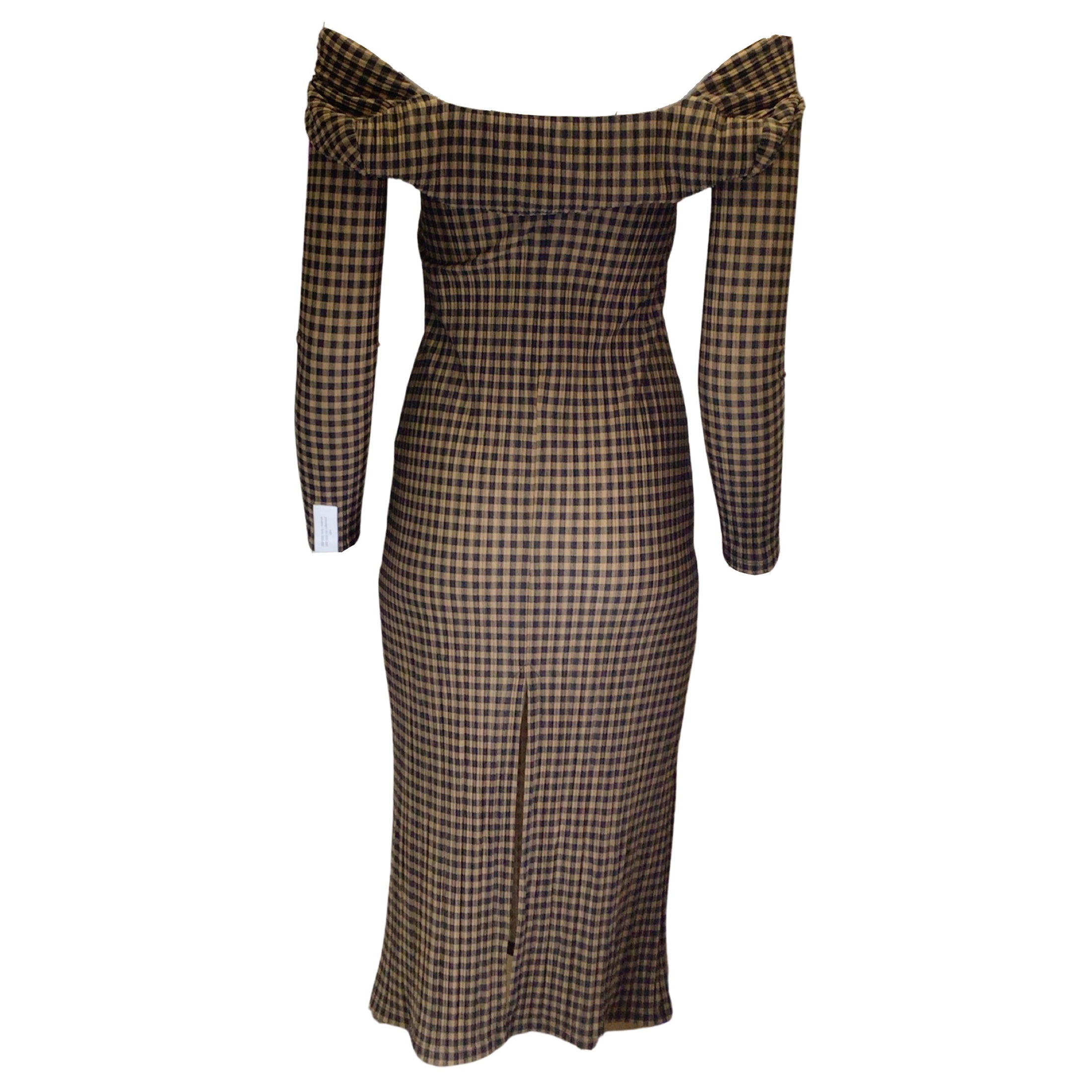 Rokh Brown / Black Gingham Checkered Midi Dress