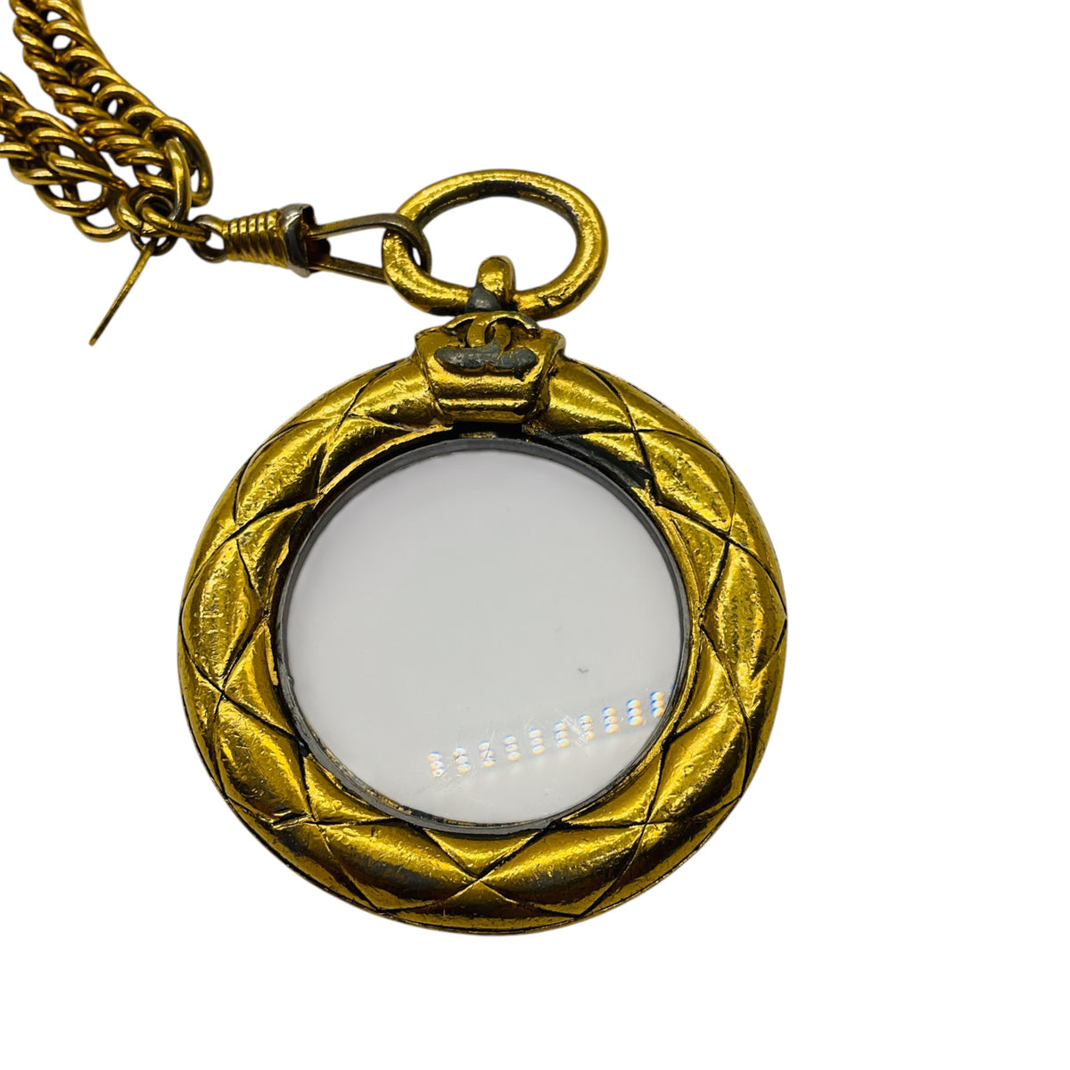 Chanel Vintage Gold CC Logo Magnifying Glass Pendant Necklace