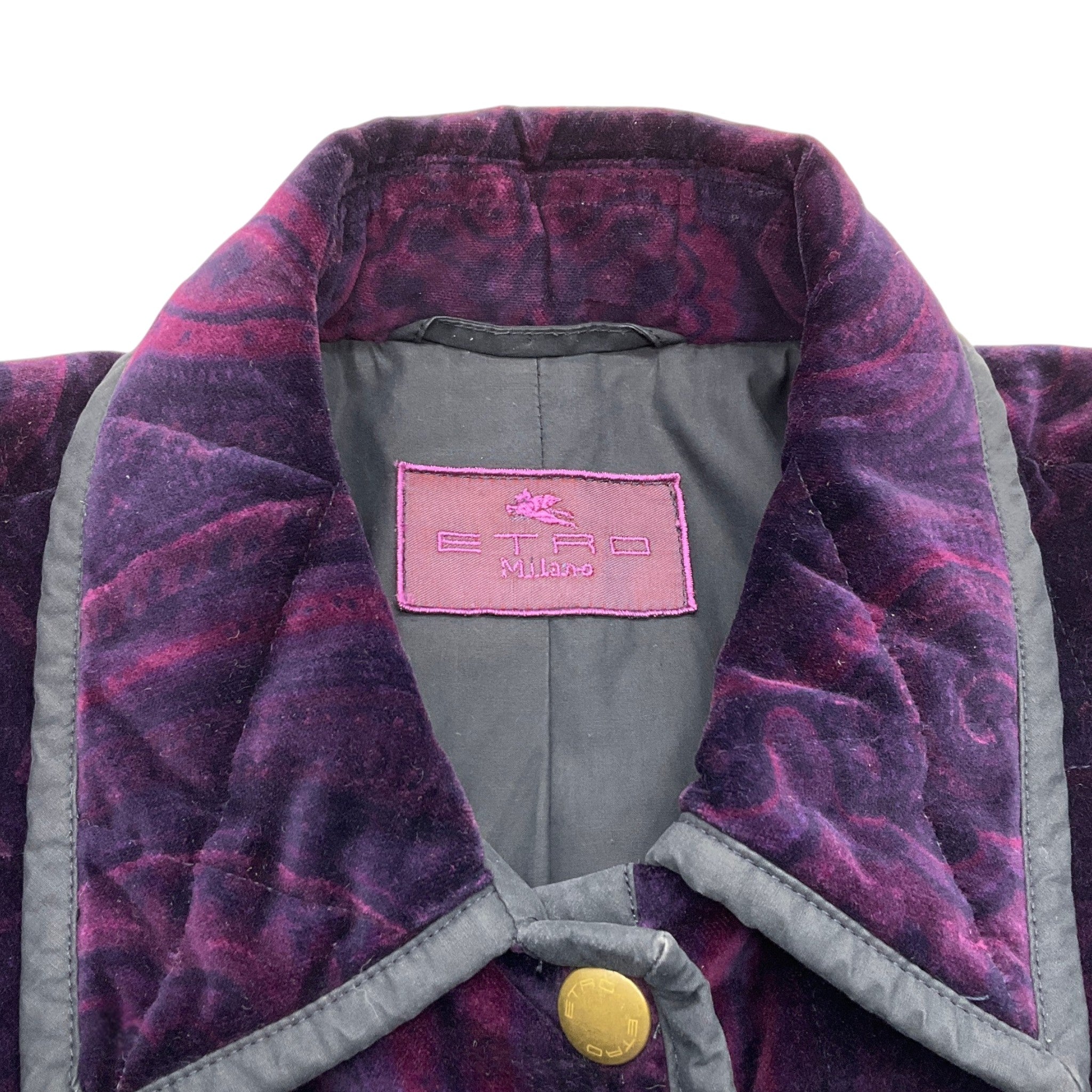 Etro Purple Paisley Velvet Quilted Jacket