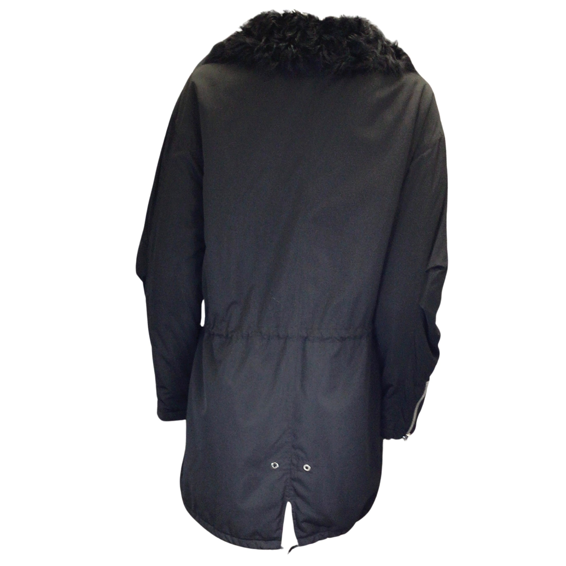 Forte Dei Marmi Couture Black Lamb Fur Collar Full Zip Jacket