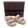 Load image into Gallery viewer, Alaia Nude Pink Suede Two Strap Sandal with Large Silver Studs
