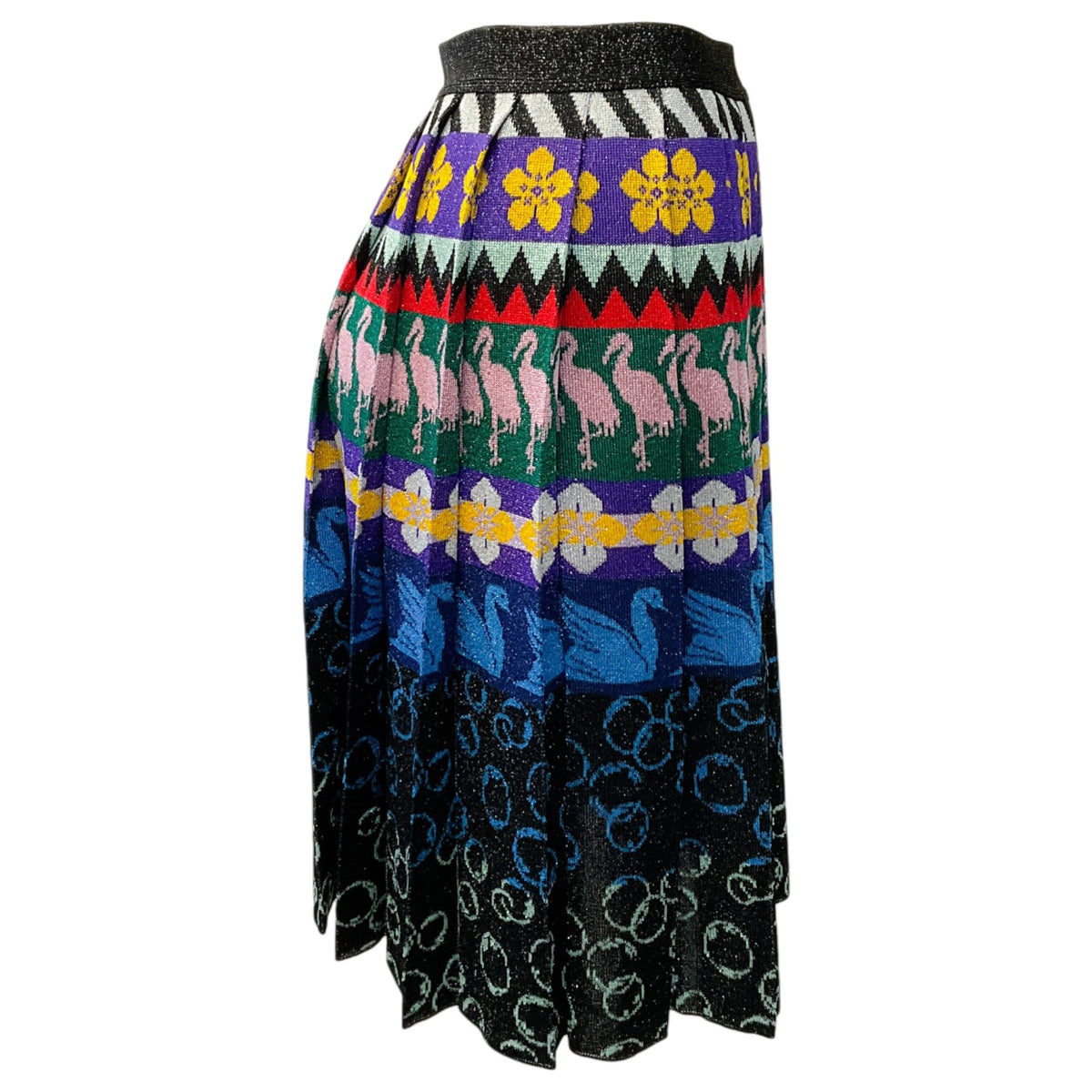 Mary Katrantzou Multicolor Pleated Intarsia Knit Skirt