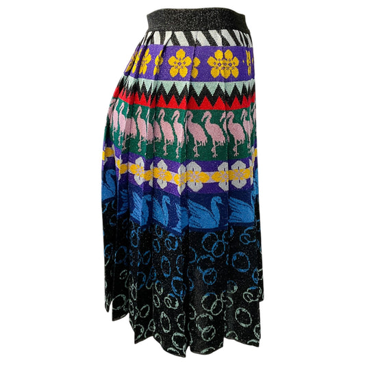 Mary Katrantzou Multicolor Pleated Intarsia Knit Skirt