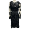 Load image into Gallery viewer, Erdem Black Embroidered Panelled Faux Leather Bobbin Dress
