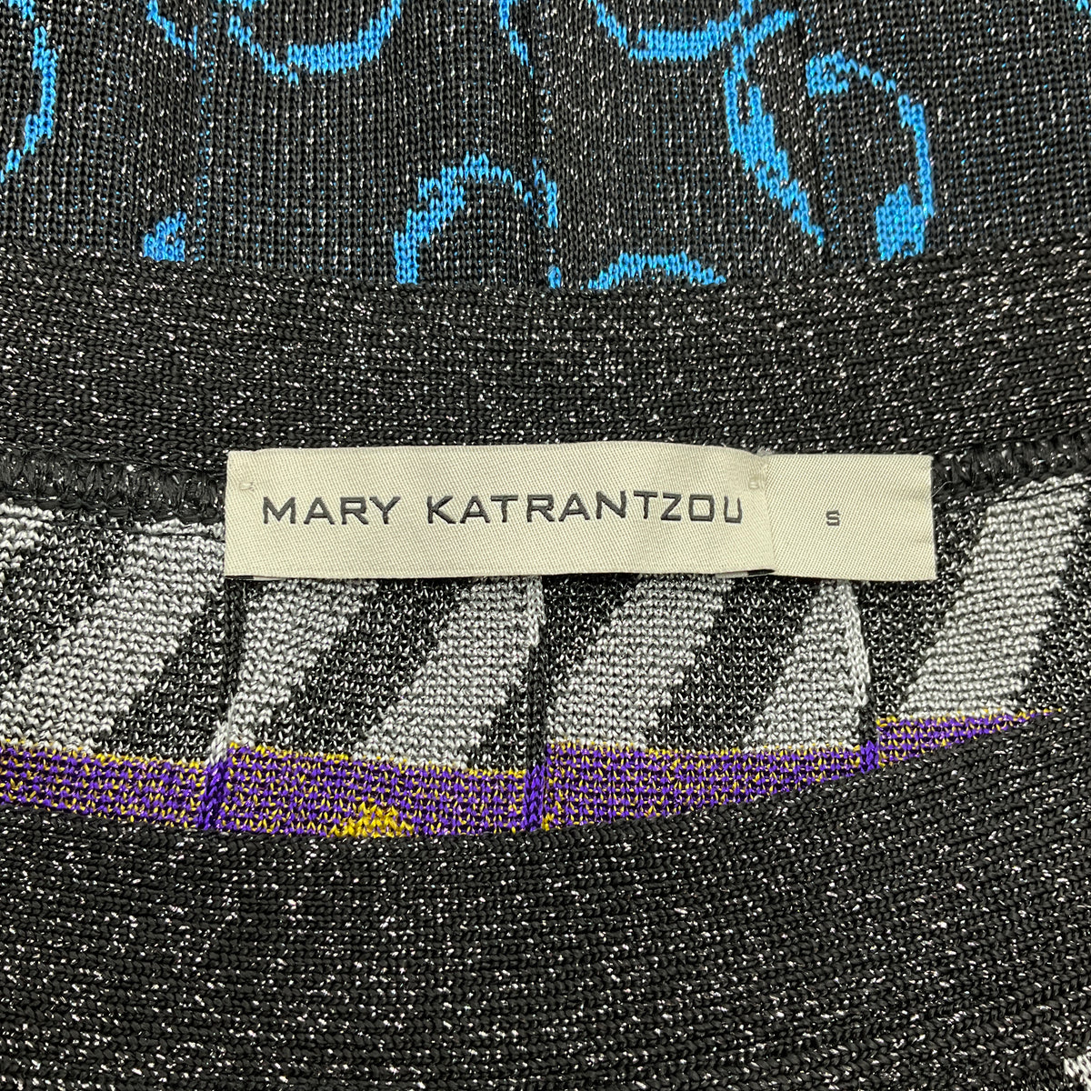 Mary Katrantzou Multicolor Pleated Intarsia Knit Skirt
