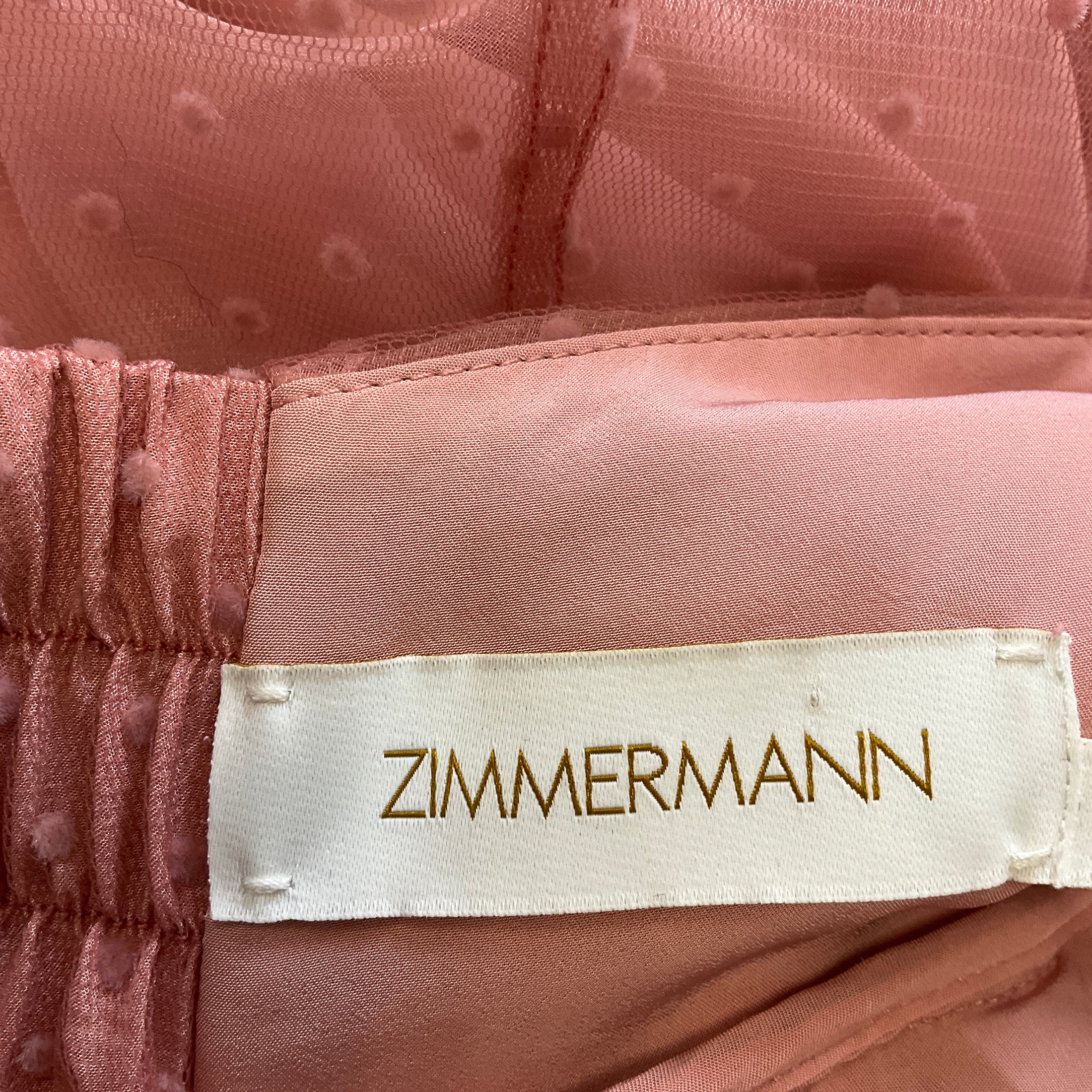Zimmermann Blush Tulle Ruched Mini Dress