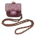 Load image into Gallery viewer, Chanel Purple / Light Gold CC Logo Chain Strap Quilted Iridescent Lambskin Leather Airpods Pro Case / Handbag
