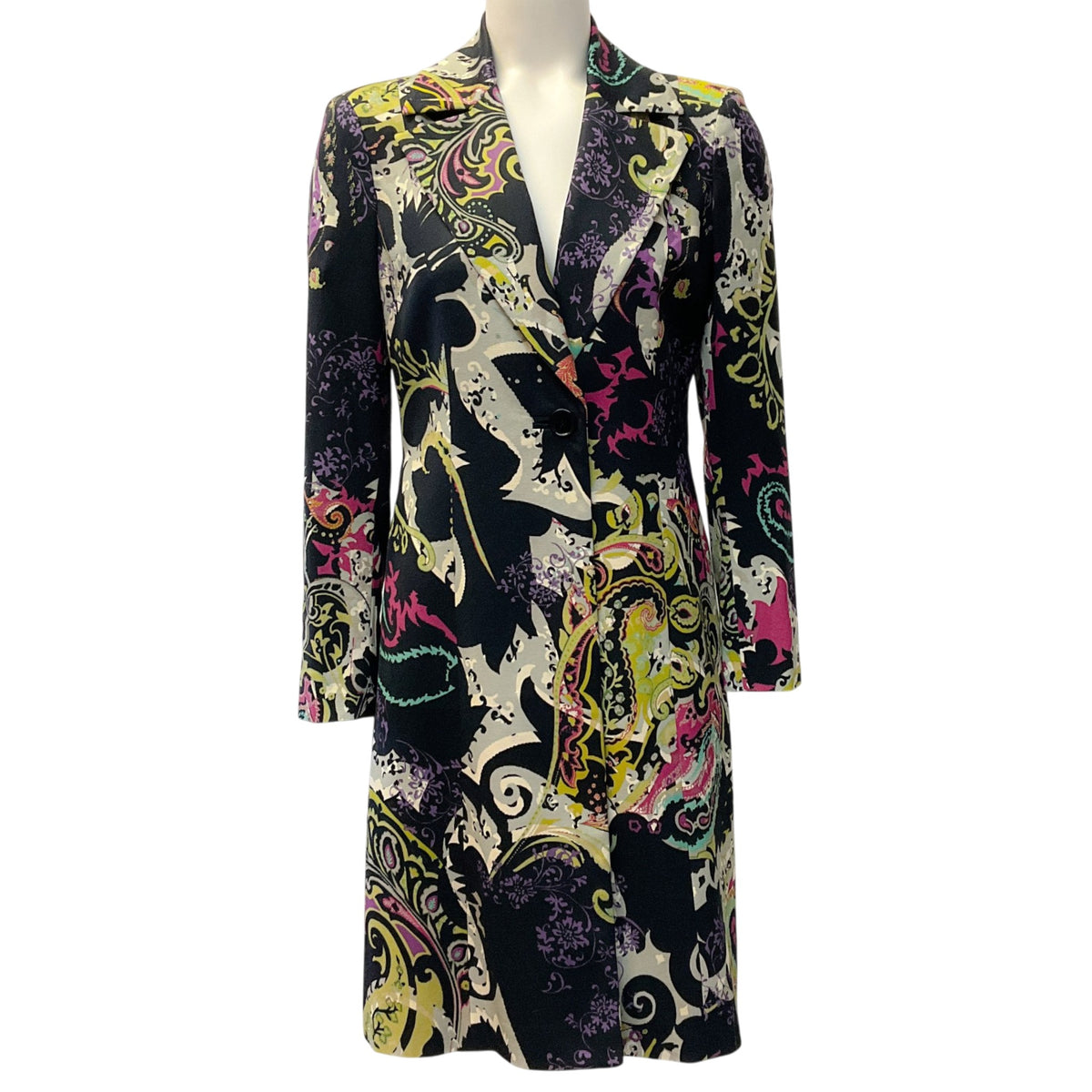 Etro Black Multi Paisley Coat
