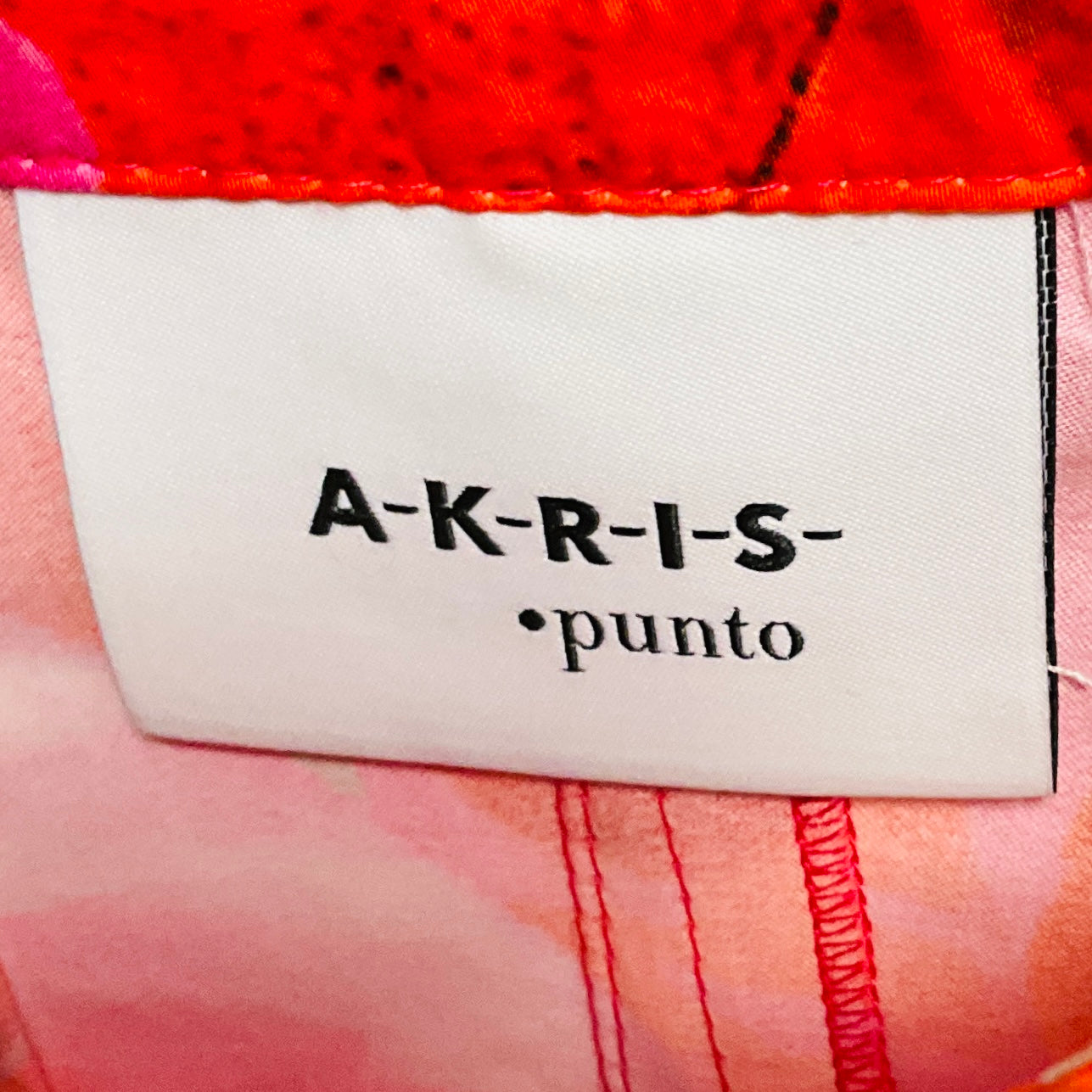 Akris Punto Pink / Red Printed Pleated Cotton Midi Skirt