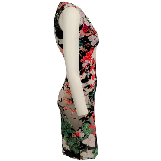 Roberto Cavalli Ivory Multi Floral Print Sleeveless Dress