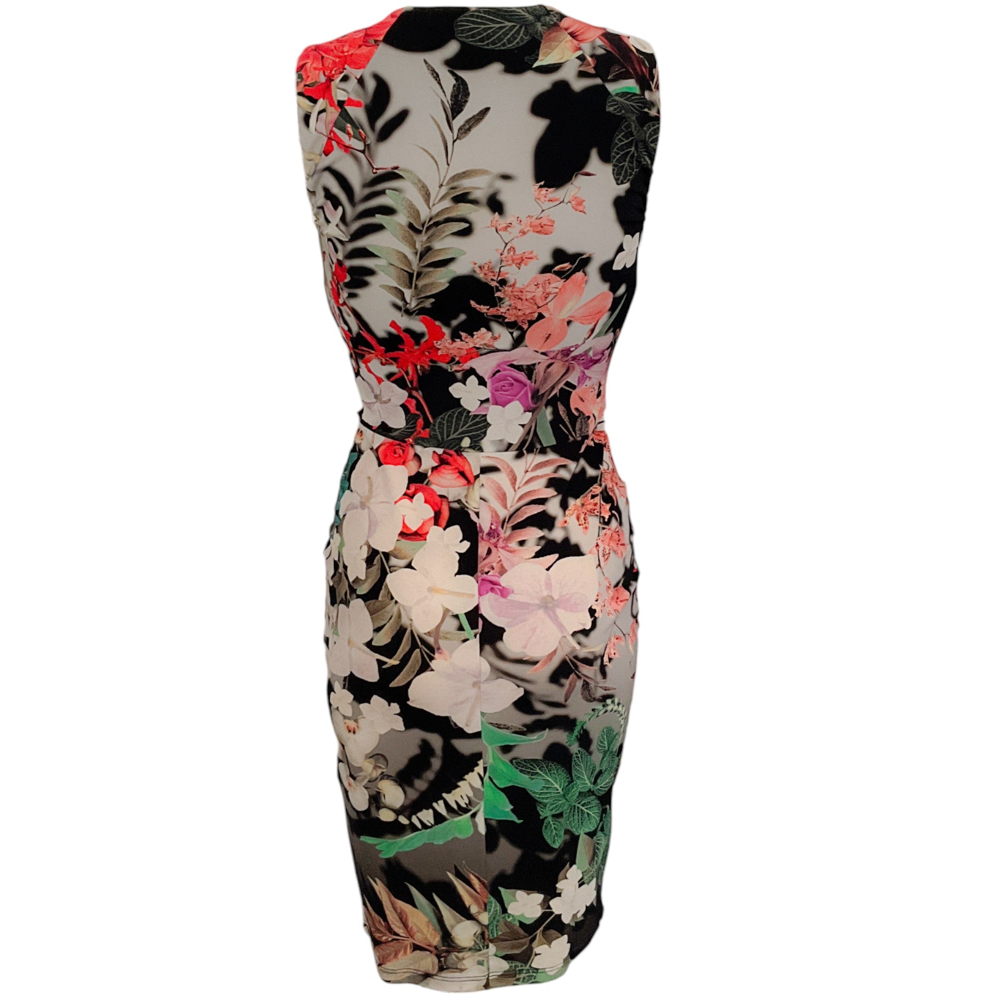 Roberto Cavalli Ivory Multi Floral Print Sleeveless Dress