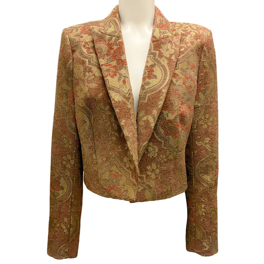 L'Agence Green Multi Tapestry Jen Cropped Blazer