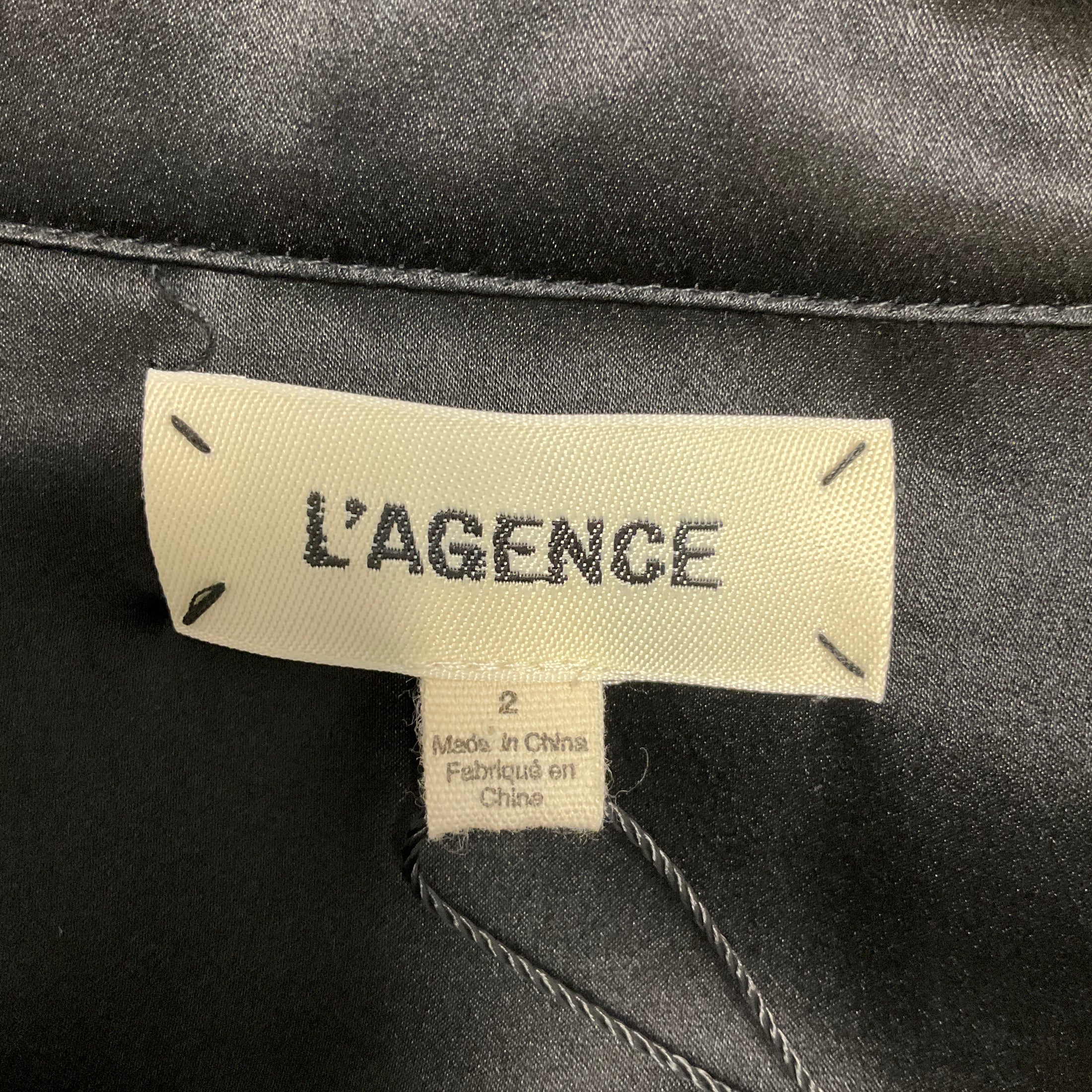 L'Agence Black Kadi Long Silk Wrap Dress