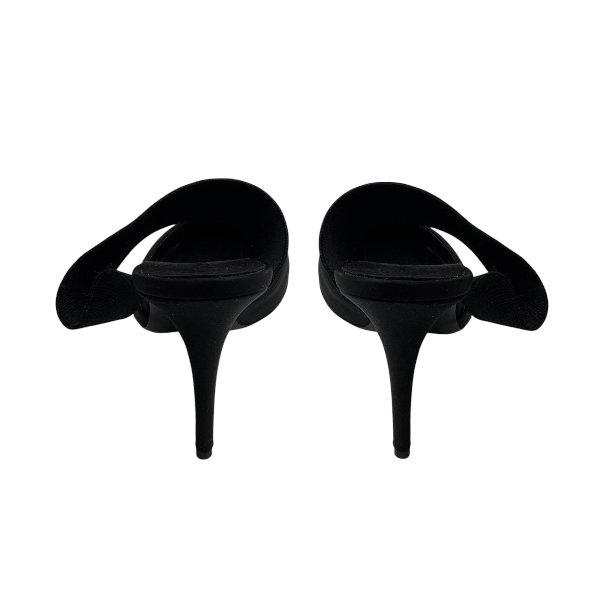 Bruno Frisoni Black Elastic Band Satin Mules