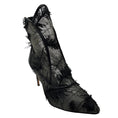 Load image into Gallery viewer, Zac Posen Black Sequined and Embroidered Mesh Tulle Lace Ankle Boots with Leather Trim
