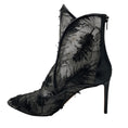 Load image into Gallery viewer, Zac Posen Black Sequined and Embroidered Mesh Tulle Lace Ankle Boots with Leather Trim
