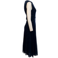 Load image into Gallery viewer, Fuzzi Navy Blue Sleeveless Dress with Black Leather Trim
